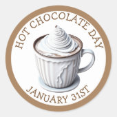Sticker Rond Fêtez la Journée du chocolat chaud, 31 janvier aut (Devant)