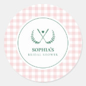 Sticker Rond Fêtons la mariée avec un parcours de golf moderne (Devant)