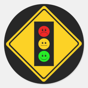 Sticker Rond Feu d'arrêt déprimé en avant