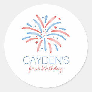 Sticker Rond Feu d'artifice 4 juillet Anniversaire
