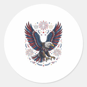 Sticker Rond Feu d'artifice aigle chauve patriotique vecteur vi