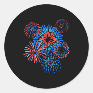 Sticker Rond feu d'artifice de couleur d'eau du 14 juillet patr