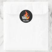 Sticker Rond Feu d'artifice Funky Fire Flame Pun Dark BG (Sac)