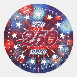 Sticker Rond Feu d'artifice graphique pour le 250e anniversaire