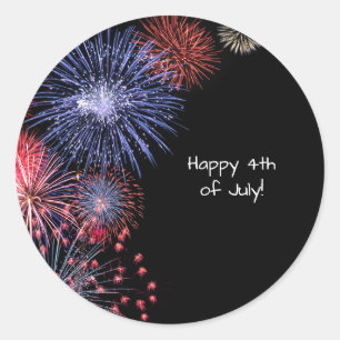 Sticker Rond Feu d'artifice noir 4 juillet personnalisé