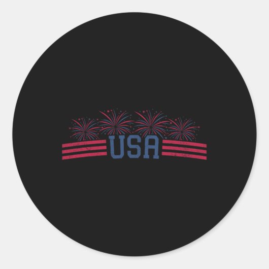 Sticker Rond Feu d'artifice patriotique 4 juillet Drapeau améri (Devant)