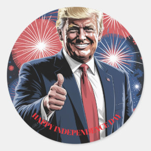 Sticker Rond Feu d'artifice patriotique de Donald Trump