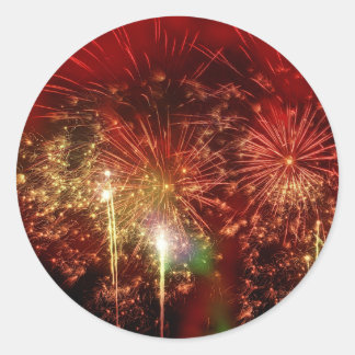 Sticker Rond Feu d'artifice rouge impressionnant