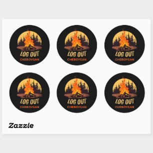 Sticker Rond Feu de camp à Cheboygan dans le Michigan