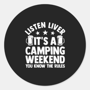 Sticker Rond Feu de camp de camping vie en forêt campeur 