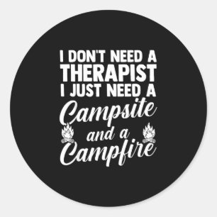 Sticker Rond Feu de camp de camping vie en forêt campeur 