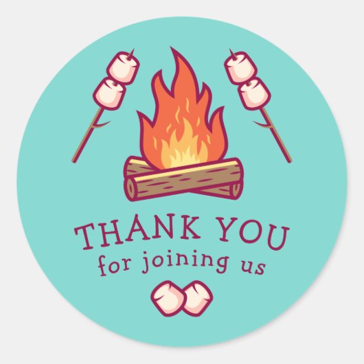 Sticker Rond Feu de camp et Marshmallow (Devant)