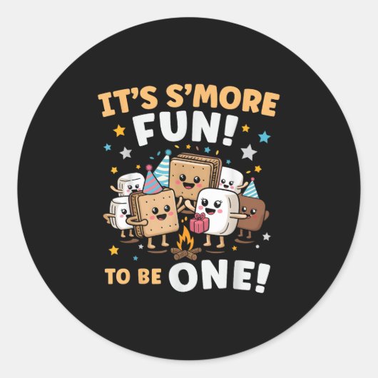Sticker Rond Feu de Campagne Anniversaire Marshmallow Son Plus  (Devant)