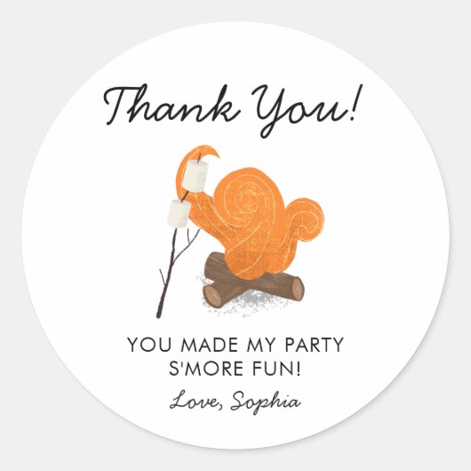 Sticker Rond Feu de Campagne Cute Anniversaire Fête Favoriser (Devant)