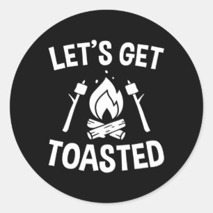 Sticker Rond Feu De Campagne Faisons Toasté Marshmallows
