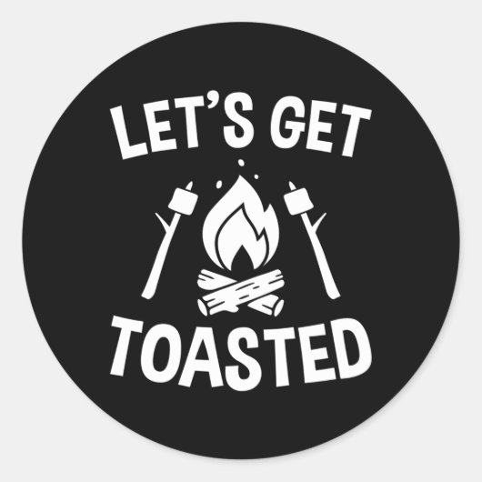 Sticker Rond Feu De Campagne Faisons Toasté Marshmallows (Devant)
