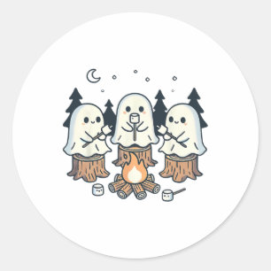 Sticker Rond Feu de feu de camp Fantôme Éffrayant Marshmallow H