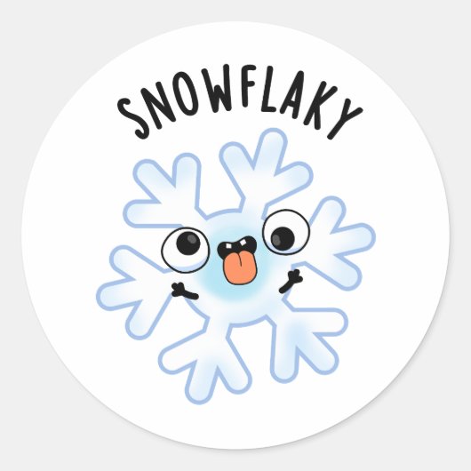 Sticker Rond Feu de neige amusant Flake Pun de neige (Devant)