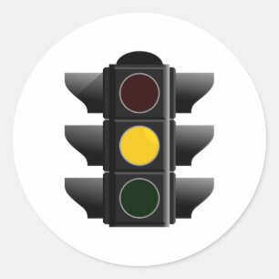 Sticker Rond Feu de route jaune jaune