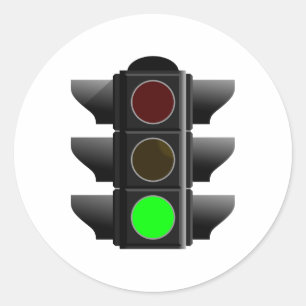 Sticker Rond Feu de route vert