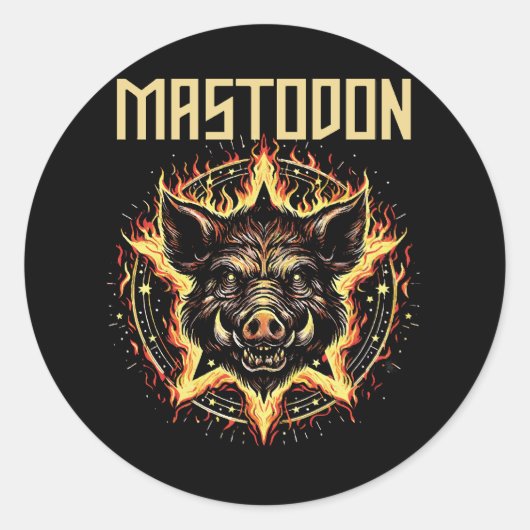Sticker Rond Feu de sanglier Mastodonte (Devant)