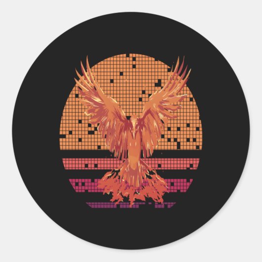 Sticker Rond Feu Imaginaire Feu Phoenix Montée De Ashes (Devant)