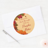 Sticker Rond Feuillage d'automne avec canne ronde Citrouille (Enveloppe)