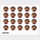 Sticker Rond Feuillage d'automne et bougies (Feuille)
