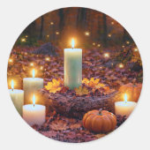 Sticker Rond Feuillage d'automne et bougies (Devant)