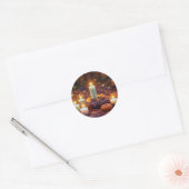 Sticker Rond Feuillage d'automne et bougies (Enveloppe)