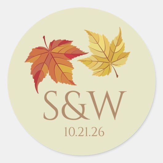 Sticker Rond Feuillage de mariage d'automne (Devant)