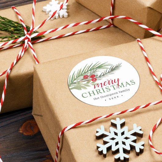 Sticker Rond Feuillage de Noël festif