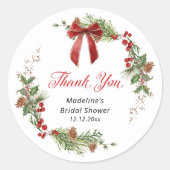 Sticker Rond Feuillage de Noël Fête de Fiançailles  (Devant)