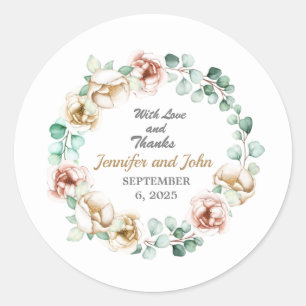 Sticker Rond Feuillage de verdure d'eucalyptus aquarelle de mar
