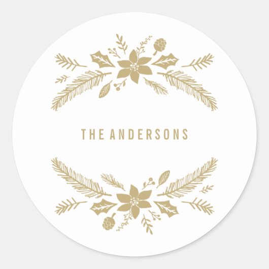 Sticker Rond Feuillage d'hiver or (Devant)