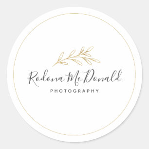 Sticker Rond Feuillage doré moderne de verdure professionnel
