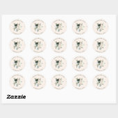 Sticker Rond Feuillage et floral | Mariage rose pâle (Feuille)