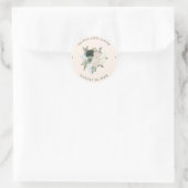 Sticker Rond Feuillage et floral | Mariage rose pâle (Sac)