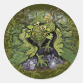 Sticker Rond Feuillage forestier Dragon~stickers (Devant)