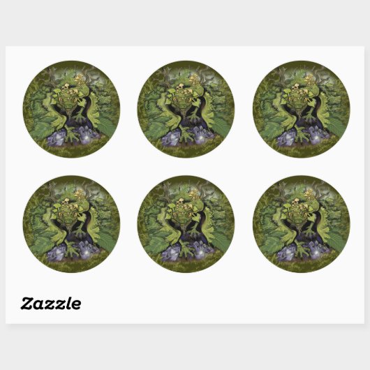 Sticker Rond Feuillage forestier Dragon~stickers (Feuille)