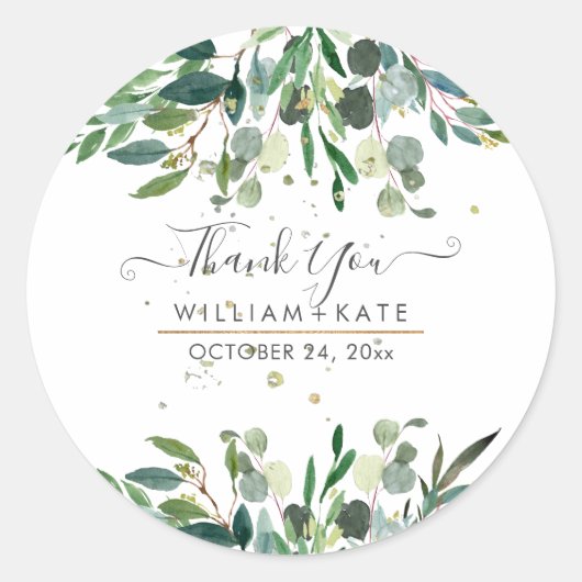 Sticker Rond Feuillage rustique Eucalyptus Blue Gum Merci (Devant)