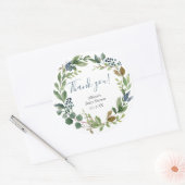 Sticker Rond Feuillage vert feuille bleu roux rustique (Enveloppe)