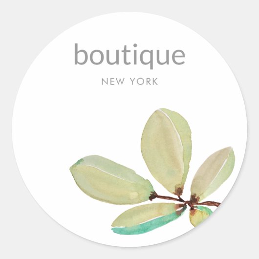 Sticker Rond Feuille aquarelle (Devant)