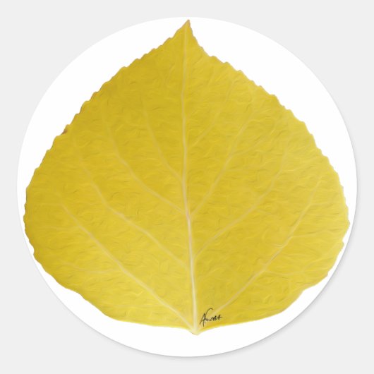 Sticker Rond Feuille d'Aspen jaune #5 (Devant)