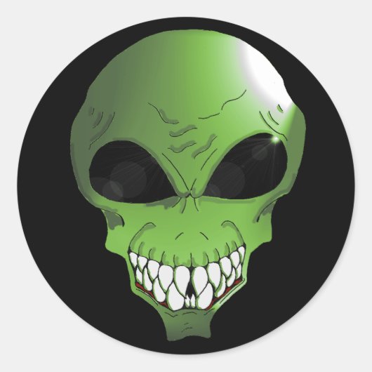 Sticker Rond Feuille d'autocollant Alien vert (Devant)