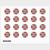 Sticker Rond Feuille d'autocollant crâne et os (Feuille)