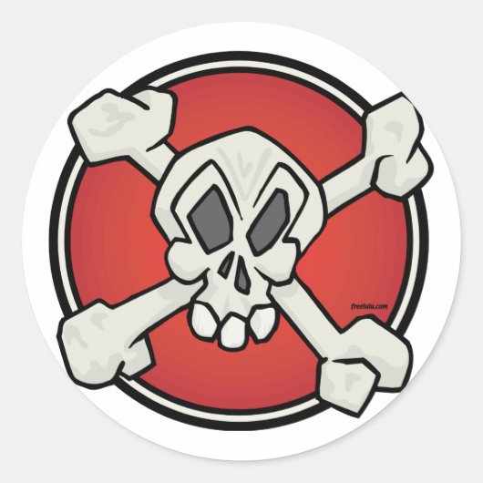 Sticker Rond Feuille d'autocollant crâne et os (Devant)