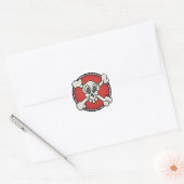 Sticker Rond Feuille d'autocollant crâne et os (Enveloppe)