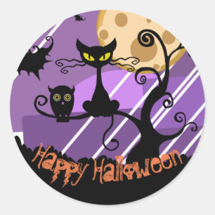 Sticker Rond Feuille d'autocollant de Halloween