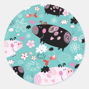 Sticker Rond Feuille d'autocollant de Piggies parfaites